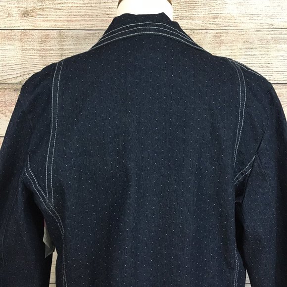 FDJ French Dressing Jean Jacket Blue with Polka Dot Slight Stretch Lightweight - Picture 7 of 14